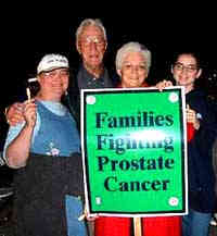 katherine meade, bob meloskie, nikki meloskie, meaghann meloskie holding sign says families fighting prostate cancer