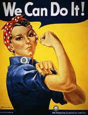world war 2 poster, we can do it, woman flexes muscle