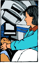 drawing of a person getting radiation treatment